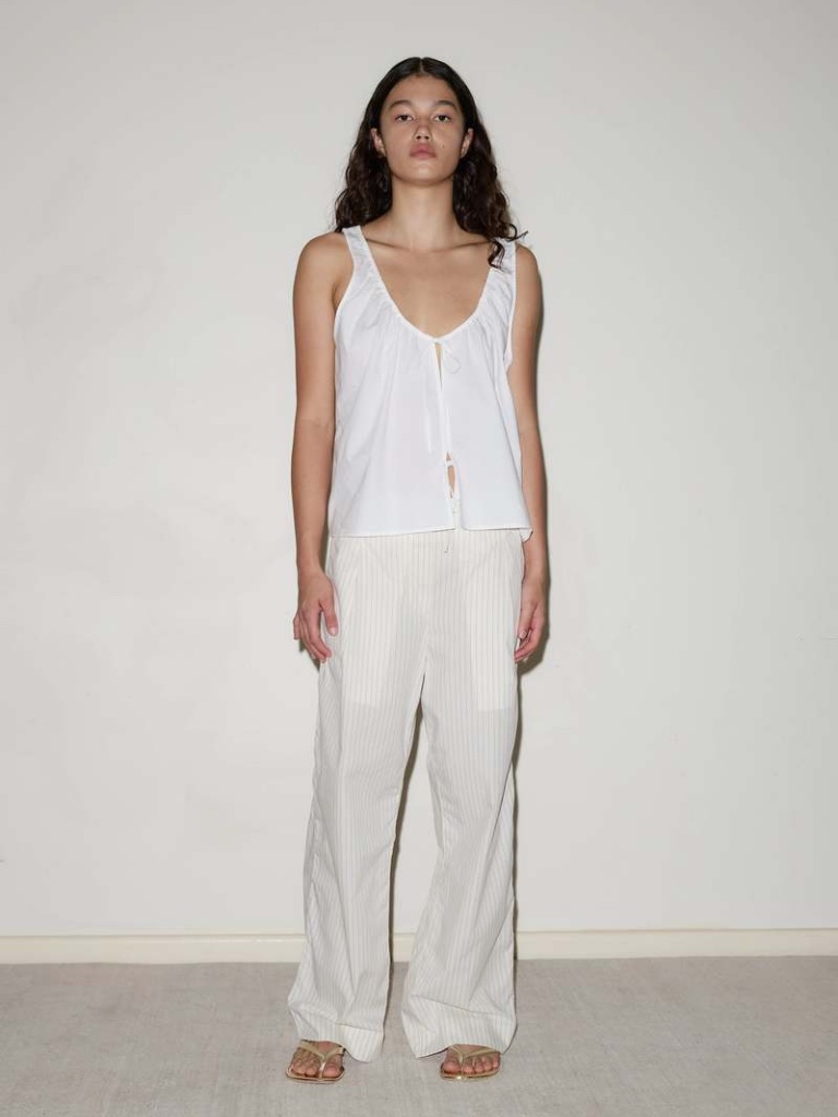 Deiji Studios The Original Cotton Bind Top With Tie Front Closure Organic Poplin — image 2 of 8